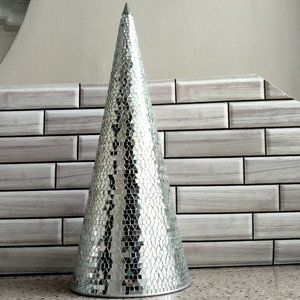 Mirrored Mosaic Silver Cone Tree